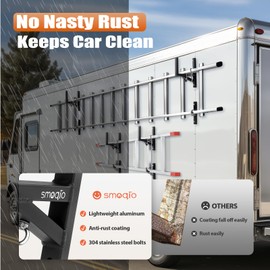 SMOQIO Trailer Ladder Rack, 4 Racks Enclosed Trailer Ladder Rack 400lb Load Black Aluminum, Cargo Trailer Ladder Rack Side Mount Utility for Side Wall