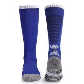 2-Pairs Athletic Soccer Socks for Kids Youth Boys and Girls (7-12 Years Old) Team Sport Baseball Socks Cushion Breathable Tennis Socks (AU, Numeric, 3, 6, Regular, Regular, Blue)