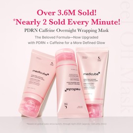 medicube PDRN Caffeine Overnight Wrapping Peel Off Facial Mask | Firming, Depuffing & Hydration | Salmon DNA + Caffeine + Collagen For Refined, Glass Skin & Face Contour Support | Korean Skin Care