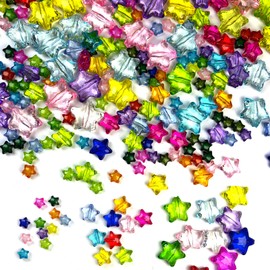 200 Pieces Acrylic Star Beads, 11/20/28mm Cute Bead, Transparent Plastic Loose Spacer Beads for Phone Charms, Keychain, Jewelry Making, DIY Crafts Supplies