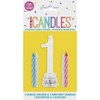 Blue Plastic Number 1 Flashing Candle Holder With Birthday Candle