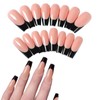 24PCS Black French Press On Nails, Long Square French Tip
