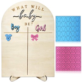 Wooden Baby Gender Reveal Voting Board with Stand, Girl or Boy Voting Stickers, Gender Guessing Game Board, Cast Your Vote Sign, He or She What Will Baby Be, Gender Reveal Party Ideas