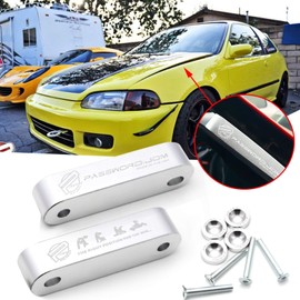 Xotic Tech JDM Hood Spacer Hood Riser 3/4" Replacement Front Hood Vent Space Riser Spacer Anodized Silver Aluminum Alloy Billet Compatible with Honda Civic CRX Del Sol, Acura Integra