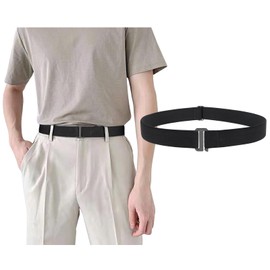 Men's Elastic Belt, Golf Belt, Sports, Casual, Stepless Size, Adjustable, Unisex, Large Size, Lightweight, Convenient, Father's Day, Present, Student Belt (Jasgood), A-black01