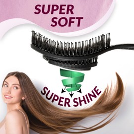 MarQus Organic Hair Brush with Boar Bristles and Spiral Spring - Detangling Brush for Any Hair Type for Shine and Volume - Hair Brush without Pulling, Colour Black