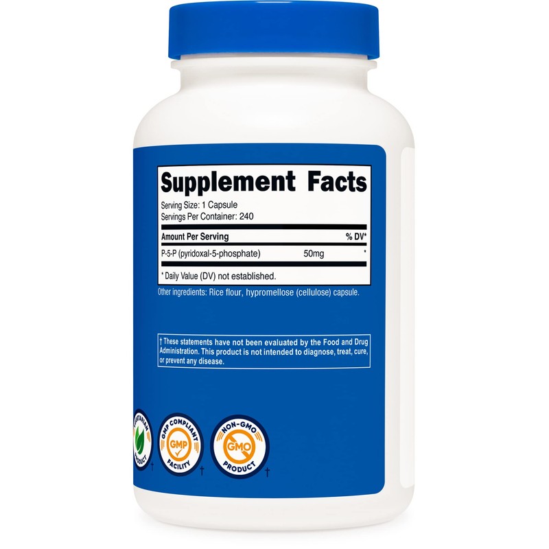 Nutricost P5P Vitamin B6 Supplement 50mg, 240 Capsules (Pyridoxal-5-Phosphate) -