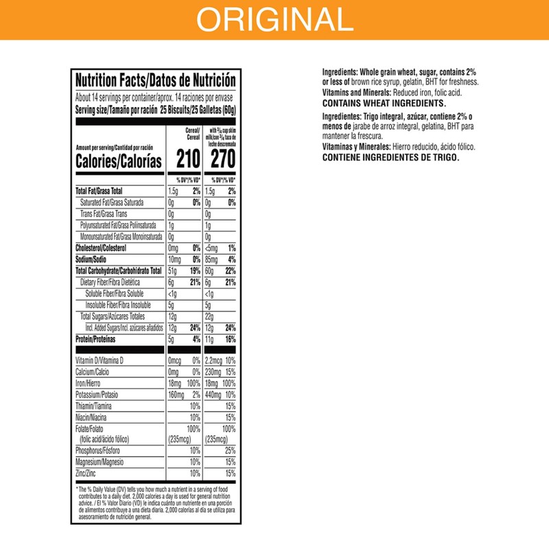 Kellogg’s Frosted Mini-Wheats Breakfast Cereal, High Fiber, 48g Whole Grain,
