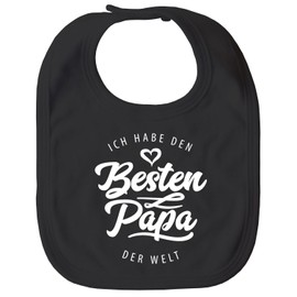 MoonWorks® Baby Bib with German Text "Ich Habe den besten Papa der Welt" [German Language] Gift Father's Day Boys /, black