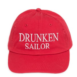4sold 100% Cotton Ancient Mariner, Captain Cabin Boy Crew First Mate Yachting Baseball Cap Inscription Lettering Red White (Drunken Sailor)