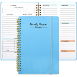 COZY CORE Undated Weekly Monthly Planner with Elastic Band,A5 To Do List Planner Spiral Notebook with Habit Tracker, Budget Organizer, Expense Tracker, Goal Setting, 5.7 X 8.0 Inches