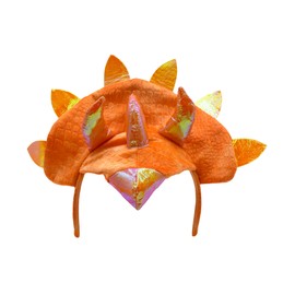 Nicky Bigs Novelties Adult Triceratops Dragon 3 Horn Dinosaur Headband Tail Costume Accessory Set, Orange