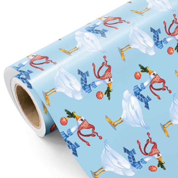 WRAPAHOLIC Goose Christmas Wrapping Paper - Mini Roll - 17