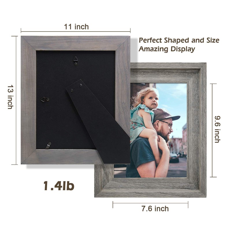 EosGlac Rustic 8x10 Picture Frame, Solid Wood with Glass Front,