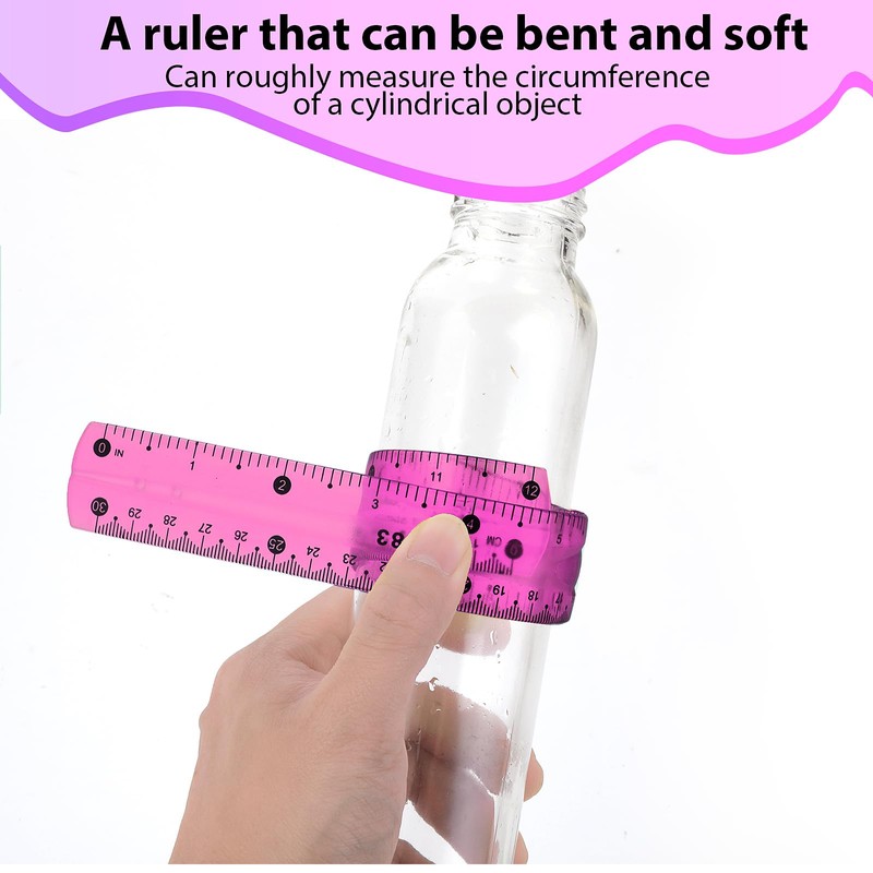 2 Pieces Flexible Ruler, 30cm/12inch Plastic Ruler Shatterproof Straight Edge