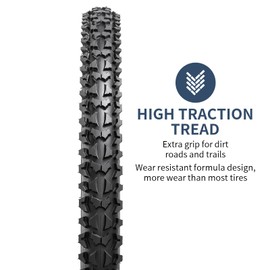 YUNSCM 2-PCS 26" Bike Tires 26x2.125/57-559 60TPI and 26" Bike Tubes Compatible with Mountain/Off Road Bike 26x1.95 26x2.0 26x2.10 26x2.125 26x2.15 Bicycle Bike Tires and Tubes (Y-413)