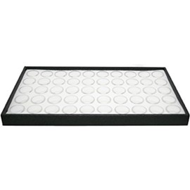 Novel Box Jewelry Display Tray Black Wood 8.25 x 14.75 x 1 Large Jewelry Tray with 50 Gem Jars Insert | Rectangular Display Trays for Collectibles | Rock Collection Tray | Gem Display Tray