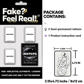 INKPOPO 3 Sheets Semi-Permanent Tattoos for Adults | 7-15 Days Longwear | Waterproof & Realistic Finish | Adult Art Temporary Tattoos | Cute Cat Series 037