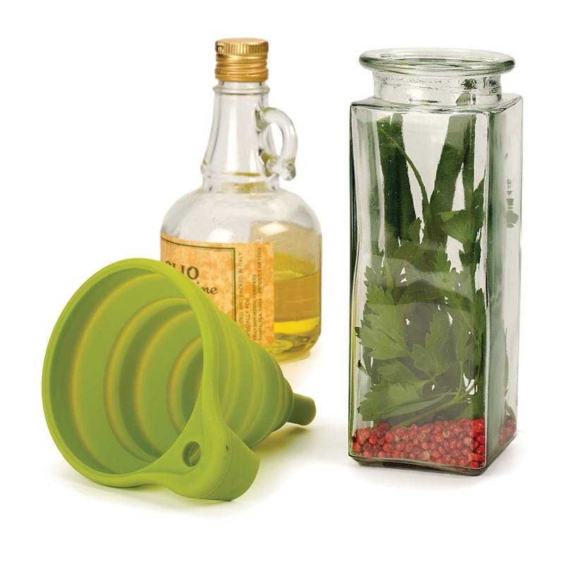 RSVP International Silicone Funnel Collapsible, Dishwasher Safe, 5.25x4.25x5.75" Fully Extended,