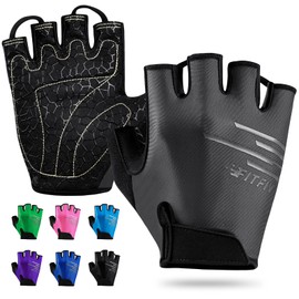 FITFIV Cycling Gloves Bike Gloves for Men/Women Half Finger Biking Exercise Workout Gloves Suitable for Outdoor Sports, Gym, Weight Lifting, Rowing and Motorcycle