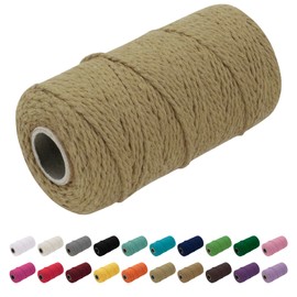 Uiopa Macrame Cord 1.5mm x 100m, Thick Rope Yarn Natural Cotton Cord, 2-Ply Macrame String for DIY Crafts, Plant Hangers, Wall Hangings, Decorations (Yellow Coffee)