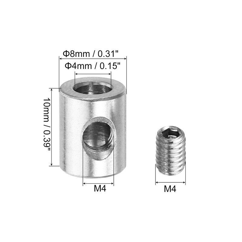 PATIKIL 6pcs 4mm Hole Wire Rope Clip Set 304 Stainless