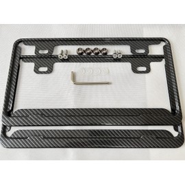 Kuroobaa Car Exterior License Plate Frame Set of 2 with License Plate Bolt (Carbon Pattern)