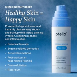 Otella Bruma Facial Desintoxicante Y Calmante Con Ácido Hipocloroso | Reduce El Enrojecimiento Y Los Brotes | Equilibra El Ph Y Limpia La Piel Para Estilos De Vida Activos | Aprobado Por La Tsa, 80 Ml
