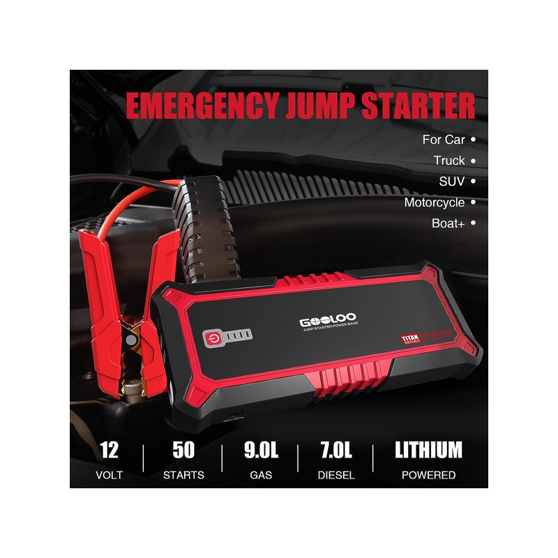 GOOLOO Upgraded GP3000 Jump Starter 3000A Peak Car Starter 12V