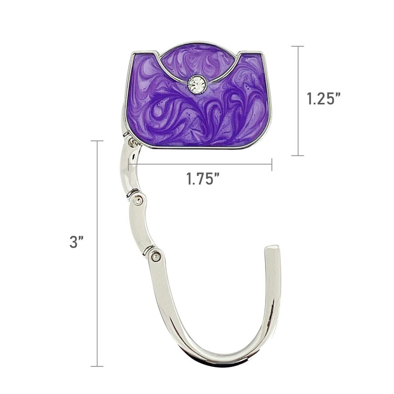 Wrapables Stylish Purse Hook Hanger, Foldable Handbag Table Hanger, Purple
