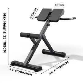 EASY BIG 45-Degree Hyperextension Roman Chair - Adjustable Height and Back, Sturdy and Comfortable - Glute, Hamstring, and Ab Workouts - Foldable Sit Up Gym Bench for Home ★