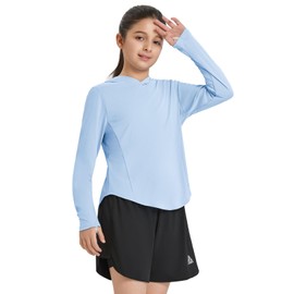 baleaf UV Shirt Girls UFP 50+ Rash Guard Swimming Children's T-Shirt Swimming Shirt Surf Shirt Quick-Drying, lightblue, M