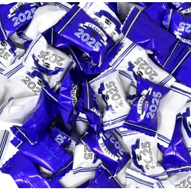 Blue Graduation Butter Mints Class of 2025 Candies Bag 100 Count Individually Wrapped Congratulations Grad Mint Candy 13 Ounce Bags Goody Treats Sweets Holiday Dinner Party Supplies Decoration