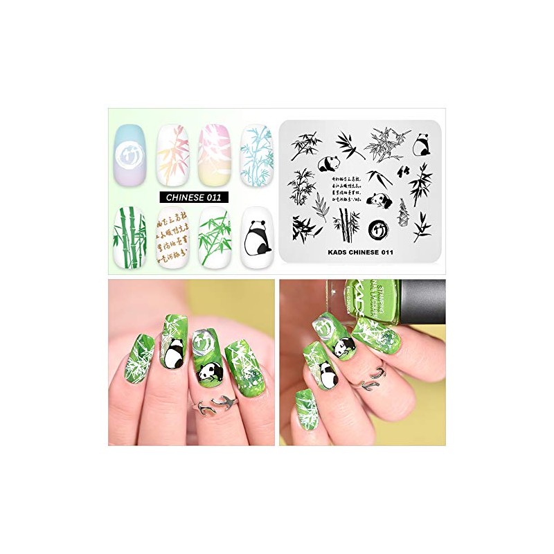 Rolabling Nail Art Stamping Plates Animal Panda Bamboo Pattern Chinese