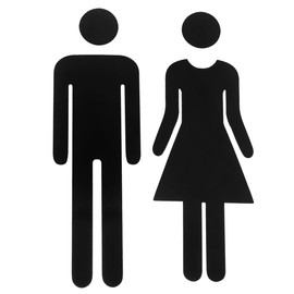 DIYEAH Letrero AcríLico 3D Para BañO SeñAlizacióN De Hombres Y Mujeres DecoracióN Elegante Para Puertas De BañO FáCil InstalacióN 20cm (Negro, 2 Piezas)