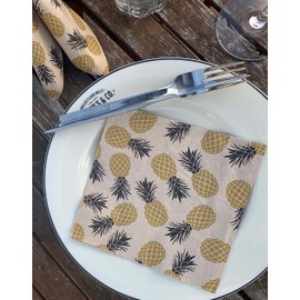 Decorative Eco Napkins - 3-Ply Lunch Napkins, 100% Recycled and Certified, 33 cm x 33 cm, High-Quality Cloth, Biodegradable, Beautiful Designs, Easy to Open (Pack of 20) Pina Colada