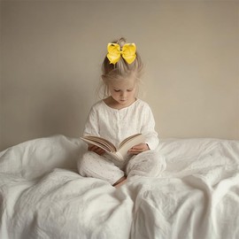 Bownita Lazo Para El Pelo Clásico De Grogrén Hecho A Mano Para Niña, Antienganches Y Antideslizante, Talla Grande (Narciso)