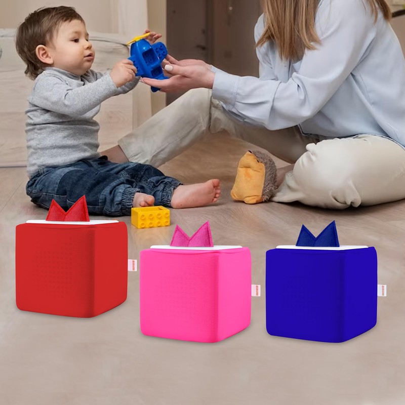 Sleeve for Toniebox, with Cover for Tonie Ears, Stain-Resistant, Red