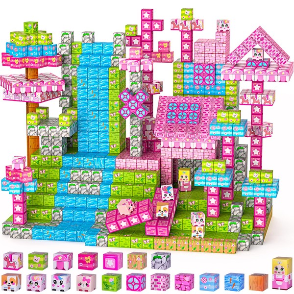 Wxlbr Magnetic Blocks,150PCS Magnetic Building Cube Game,Magnet Blocks Tiles Constructions