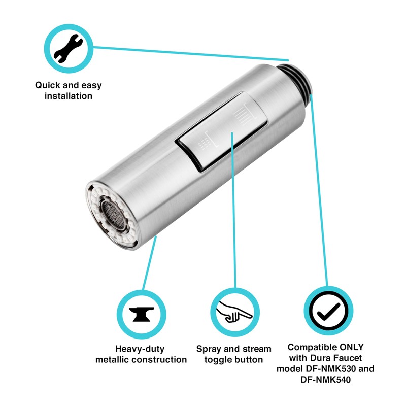 Dura Faucet Streamline Pull-Down Sprayer Replacement - Brushed Satin Nickel