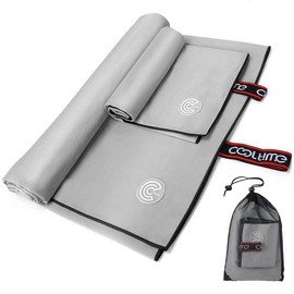 Sendowtek 2PCS Toallas Microfibra Deportiva Toallas de Microfibra Secado Rápido Toalla Deportiva Secado Rápido con Sensor UV, Grande160 x 80 cm, Trompeta 80 x 40 cm, Absorbente, Secado Rápido (Gris)