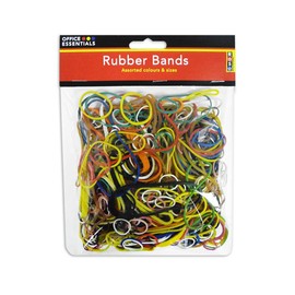 "Office Essentials" Pack of Strong Rubber Bands in Assorted Colours & Sizes