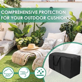 TMWEFUSC 2 Pack Patio Furniture Storage Bag Extra Large Protective Cushion Cover with Zippered Waterproof for Patio Furniture with Zippers and Handles Size 68 inch L x 30 inch W x 20 inch H (2)