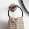 Bathroom Towel Holder Wood Towel Holder Hanger Wall-Mounted Round Towel