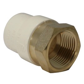 1 Piece 3/4" Female NPT x 3/4" CPVC Adapter, 3/4" CPVC Female Adapter, Brass, 1 Pack