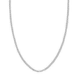 Savlano 925 Sterling Silver 1.8mm Italian Solid Flat Mariner Link Chain Necklace For Men & Women - Made in Italy Comes With a Gift Box (18, 1.8mm)