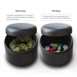JCase Sturdy Stash Metal Tin, Airtight, Waterproof, Diameter 55 x 46 mm, UV Light Protected Box for Pills, Herbs and Spices