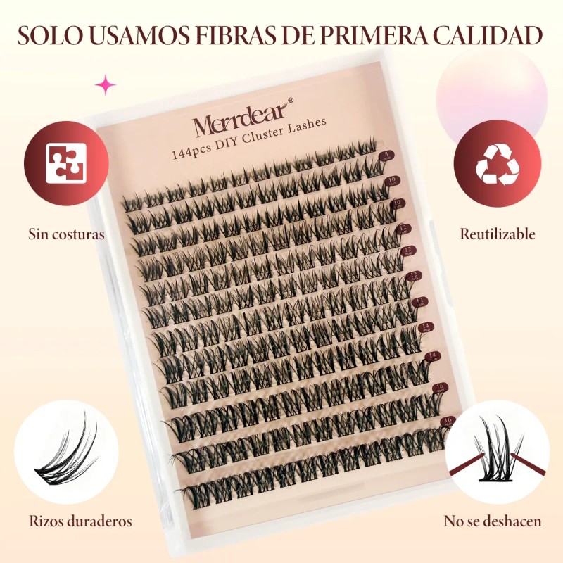 Pestañas Extensions Kit 144 Piezas H03 Curvatura D 8-18 Mm