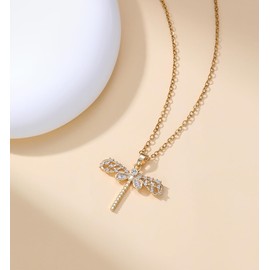 Gold Necklaces for Women,18K/14K Gold Plated Dainty Pendant Choker Necklaces with Cubic Zirconia,Crystal,ideal Minimalist Religious Fashion Jewelry as Gifts for Women, Medium, 18K/14K Gold Plated