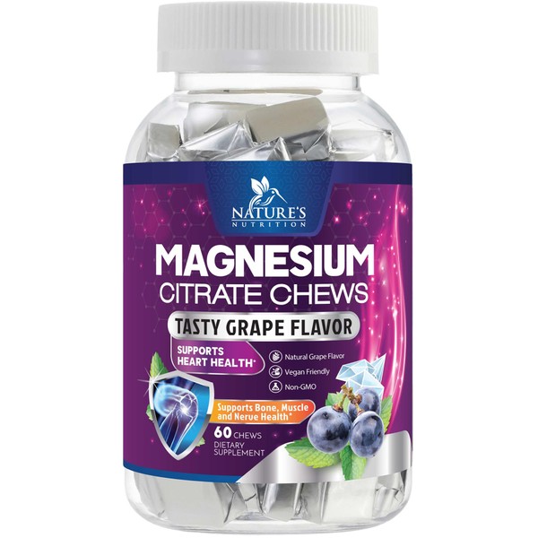 Magnesium Supplement Chews with High Absorption Magnesium Citrate for Heart,